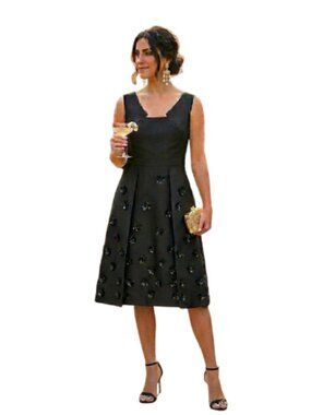 Carlisle Collection Silk Blend Luxury Cocktail Dress Structured A-Line Size 10